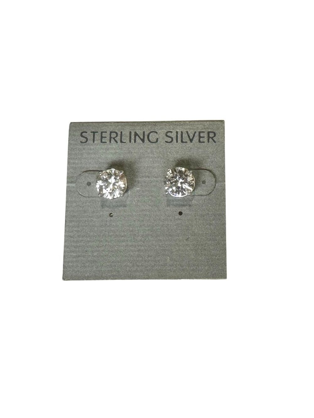 Sterling Silver Cubic Zirconia Round Stud Earrings Prong Setting